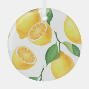 Lebhafter Zitronenbaum: Frische, nahtlose Muster Ornament Aus Glas