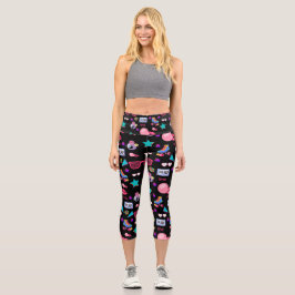 Lebhaftes 80er-Design Capri Leggings