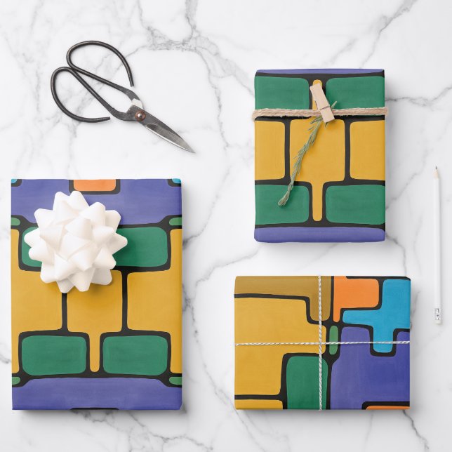 Lebhaftes Abstrakt Geschenkpapier Set (Vorderseite)