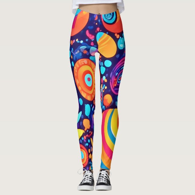 Lebhaftes Abstraktes Blubble-Universum Leggings (Vorderseite)