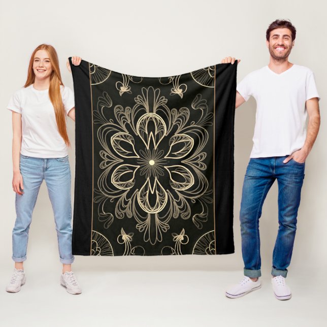 Lebhaftes Abstraktes Blumengold Fleecedecke (Beispiel)