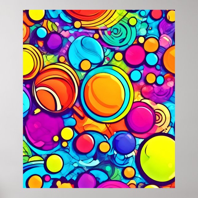 Lebhaftes Abstraktes Bubbles Artwork Poster (Vorne)