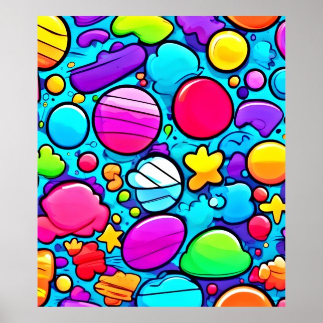 Lebhaftes Abstraktes Candyland Poster (Vorne)