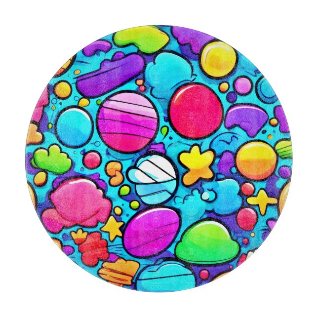 Lebhaftes Abstraktes Candyland Schneidebrett (Vorderseite)