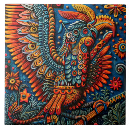 Lebhaftes Abstraktes ethnisches Huichol-Stammmuste Fliese