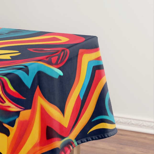 Lebhaftes Abstraktes ethnisches Huichol-Stammmuste Tischdecke (Beispiel)