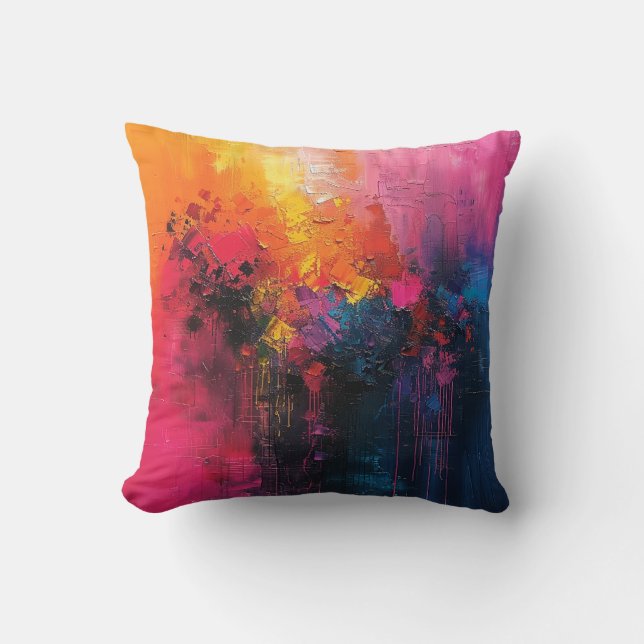 Lebhaftes Abstraktes Farbtupfer-Kissen Kissen (Vorderseite)