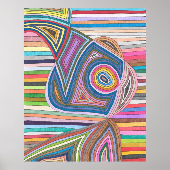 Lebhaftes Abstraktes geometrisches Streifenmuster Poster (Vorne)