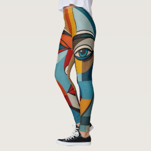 Lebhaftes Abstraktes Gesichtsbild Leggings