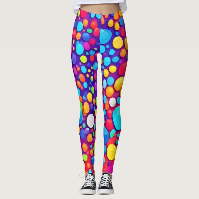 Lebhaftes Abstraktes Kaleidoskop Leggings (Vorderseite)