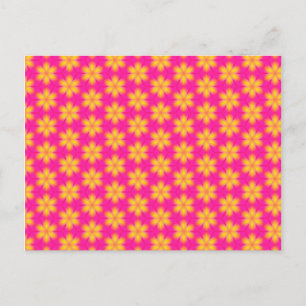 Lebhaftes Abstraktes Muster in Rosa und Gelb Postkarte