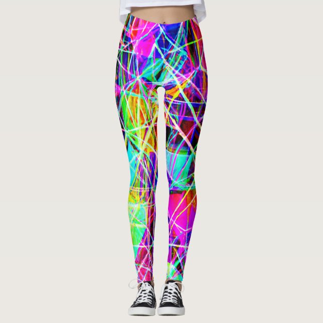 Lebhaftes Abstraktes Muster Leggings (Vorderseite)