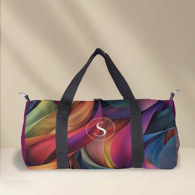 Lebhaftes Abstraktes Muster, Monogramm Duffle Bag (Vivid colorful modern abstract pattern small duffel bag.)