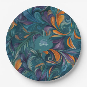 Lebhaftes Abstraktes Paisley-Inspiriert Muster (2) Pappteller