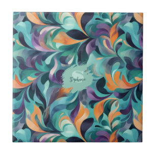 Lebhaftes Abstraktes Paisley-Inspiriert Muster Fliese
