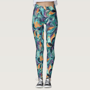 Lebhaftes Abstraktes Paisley-Inspiriert Muster Leggings