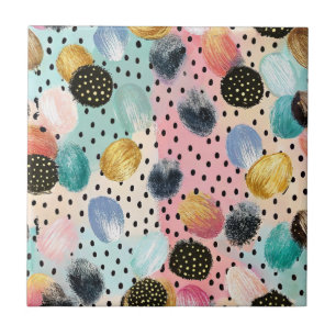 Lebhaftes Abstraktes Pinselstrich und Polka Dot Pa Fliese
