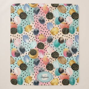 Lebhaftes Abstraktes Pinselstrich und Polka Dot Pa Sherpadecke