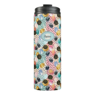 Lebhaftes Abstraktes Pinselstrich und Polka Dot Pa Thermosbecher