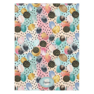 Lebhaftes Abstraktes Pinselstrich und Polka Dot Pa Tischdecke