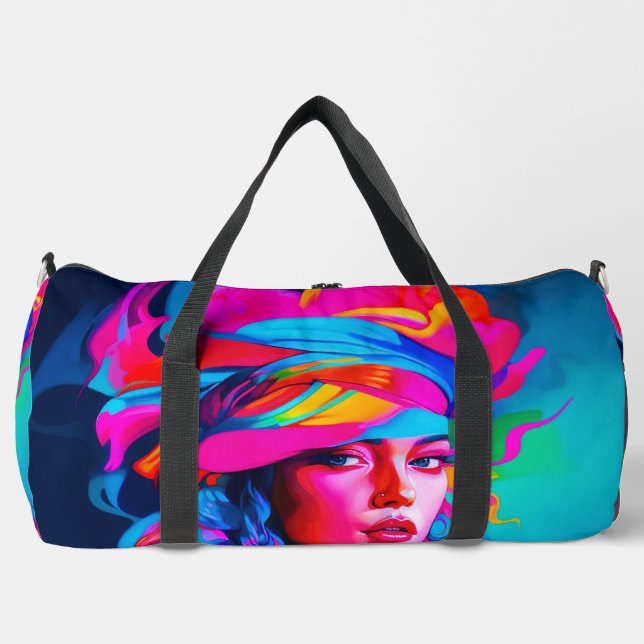 Lebhaftes Abstraktes Portrait Duffle Bag (Vorderseite)