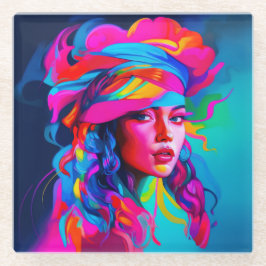 Lebhaftes Abstraktes Portrait Glasuntersetzer