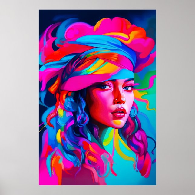 Lebhaftes Abstraktes Portrait Poster (Vorne)