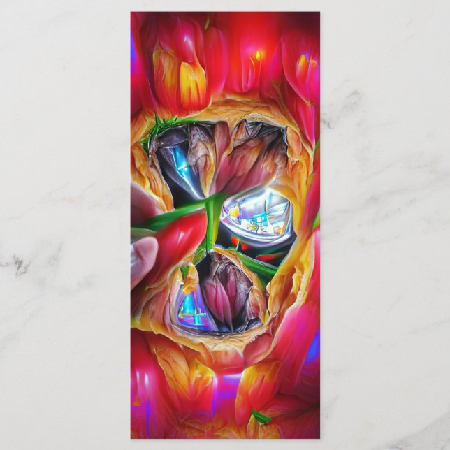 Lebhaftes Abstraktes Tulip Reflections Lesezeichen Menükarte (Vorderseite)