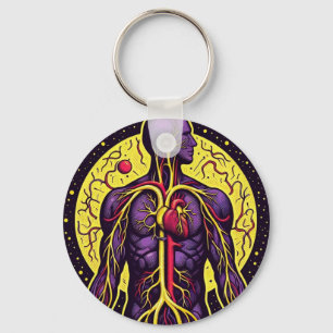 Lebhaftes anatomisches Herz Schlüsselanhänger