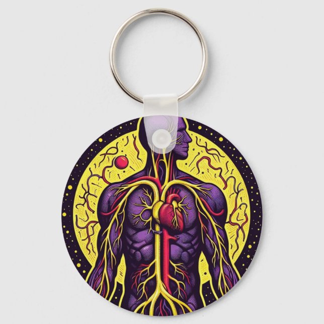 Lebhaftes anatomisches Herz Schlüsselanhänger (Vorderseite)
