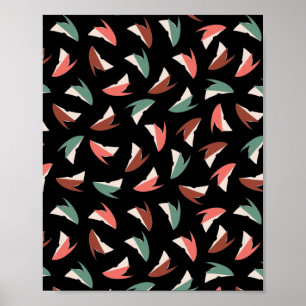 Lebhaftes aple Slice Fruit Pattern Schwarz Poster