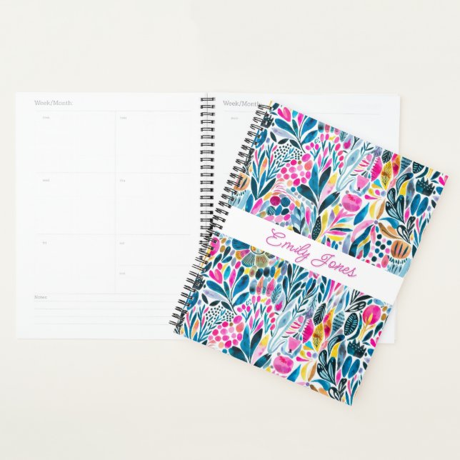 Lebhaftes Aquarellmuster mit Personalisiertem Text Planer (Anzeige)