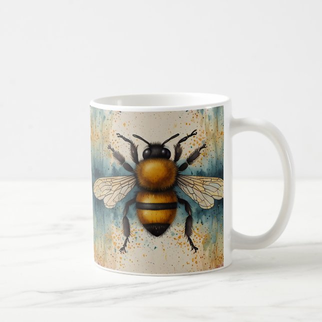 Lebhaftes Bee Watercolor-Muster Kaffeetasse (Rechts)