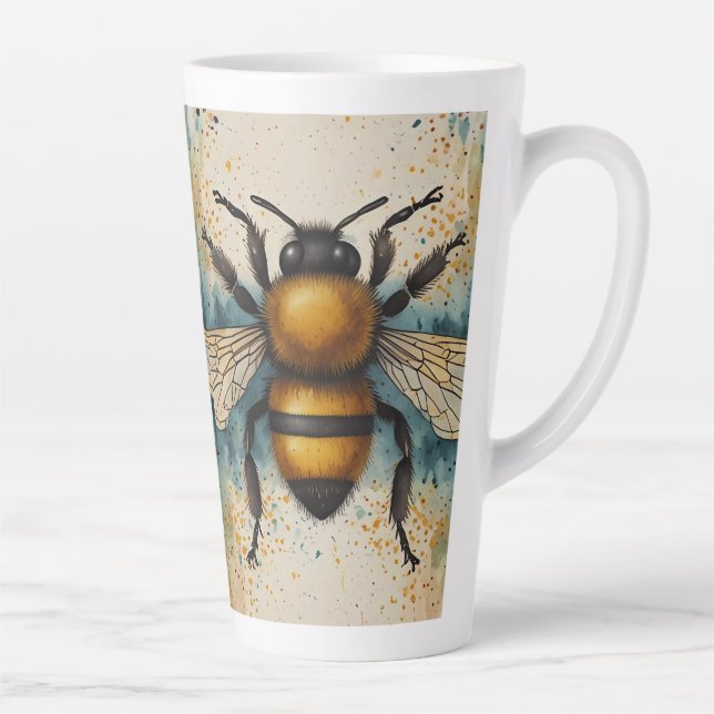 Lebhaftes Bee Watercolor-Muster Milchtasse (Rechts)