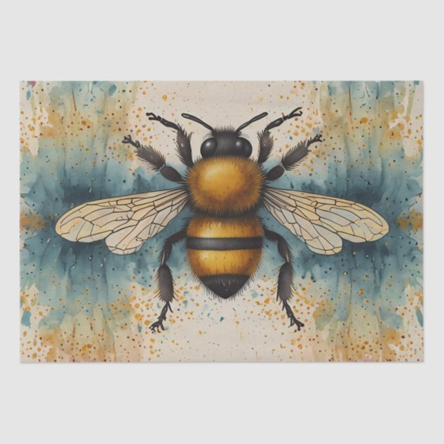 Lebhaftes Bee Watercolor-Muster Seidenpapier (Vorderseite)