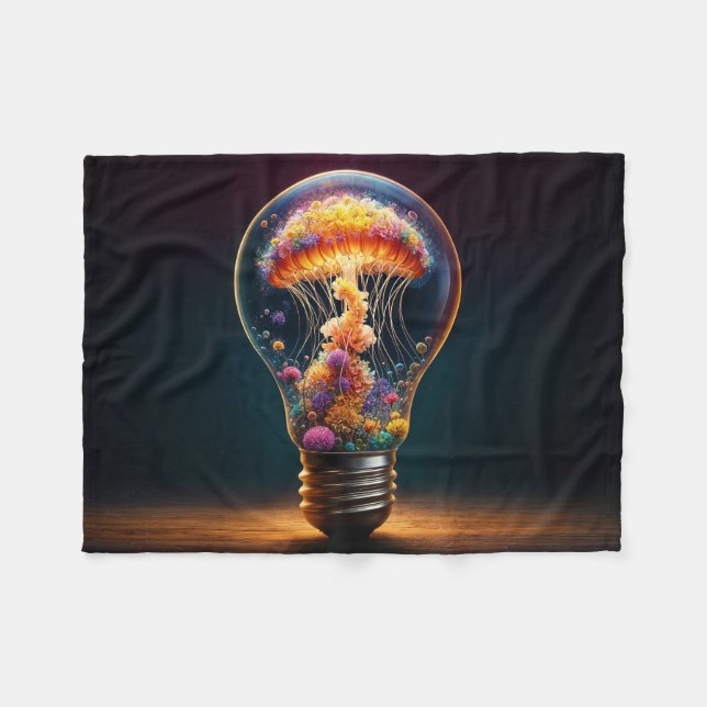 Lebhaftes biolumineszierendes Quallenglühen Fleecedecke (Vorderseite (Horizontal))