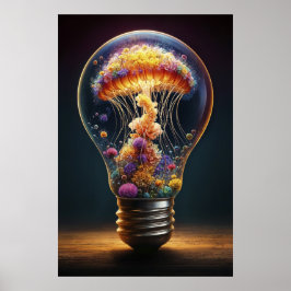 Lebhaftes biolumineszierendes Quallenglühen Poster