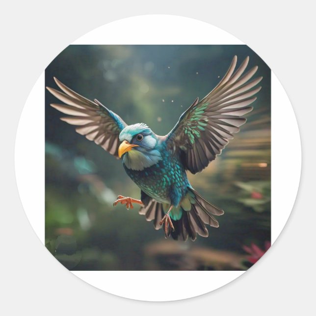 Lebhaftes Bird Tattoo-Design Runder Aufkleber (Vorderseite)
