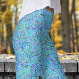 Lebhaftes blaues, zyklisches Chaos-Muster Leggings