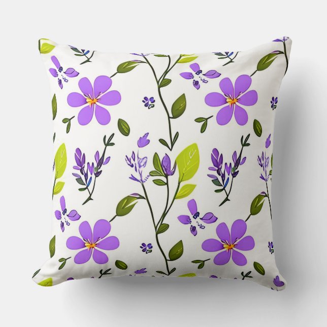 Lebhaftes Blumendesign Kissen (Vorderseite)