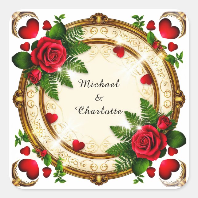 Lebhaftes Blumendesign Quadratischer Aufkleber (Vorderseite)