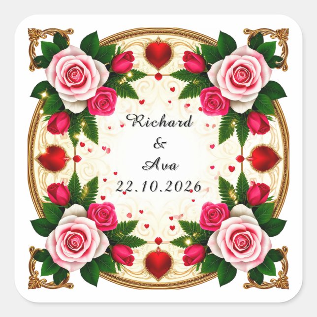Lebhaftes Blumendesign Quadratischer Aufkleber (Vorderseite)
