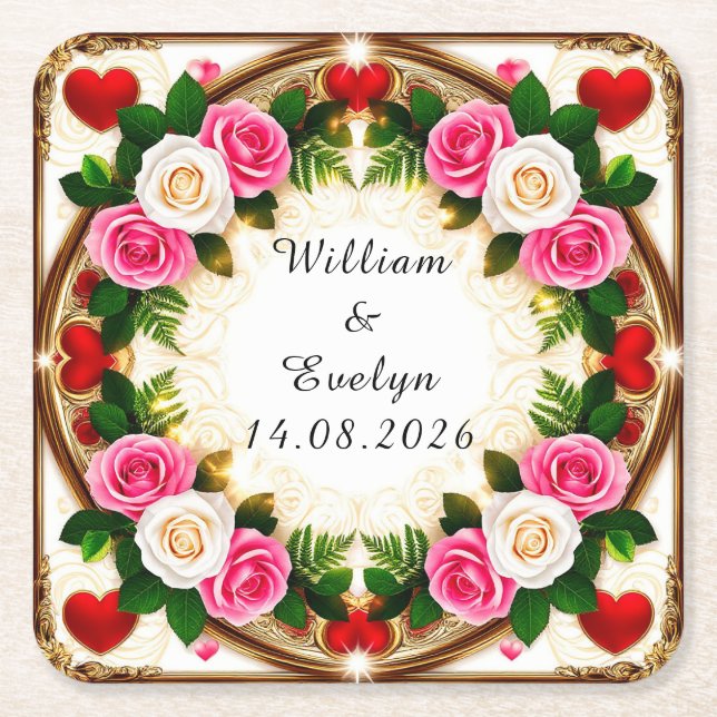 Lebhaftes Blumendesign Rechteckiger Pappuntersetzer (Vorderseite)