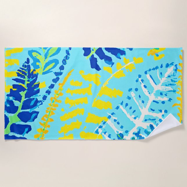 Lebhaftes Blumendesign Strandtuch (Vorderseite)