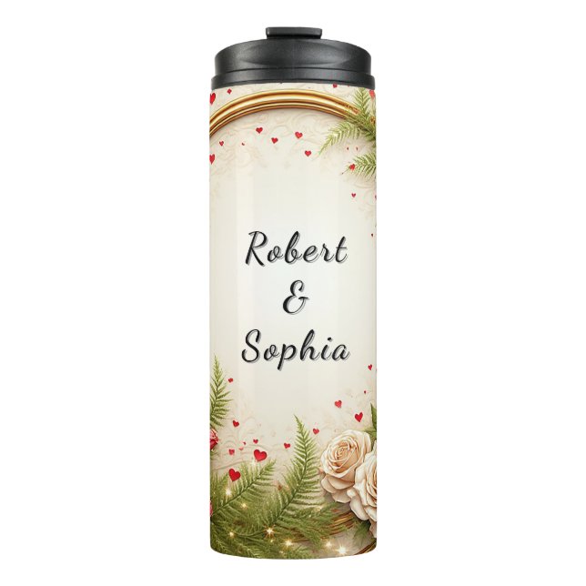 Lebhaftes Blumendesign Thermosbecher (Vorderseite)