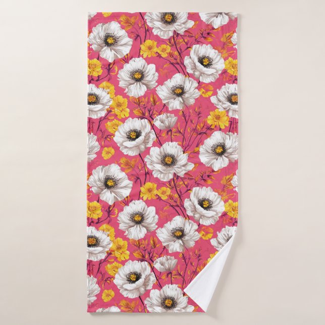 Lebhaftes Blumenmuster Badehandtuch (Badehandtuch)