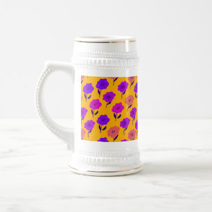 Lebhaftes Blumenmuster Bierglas