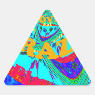 Lebhaftes Blumenmuster: brasilianischer Tribute Ea Dreieckiger Aufkleber