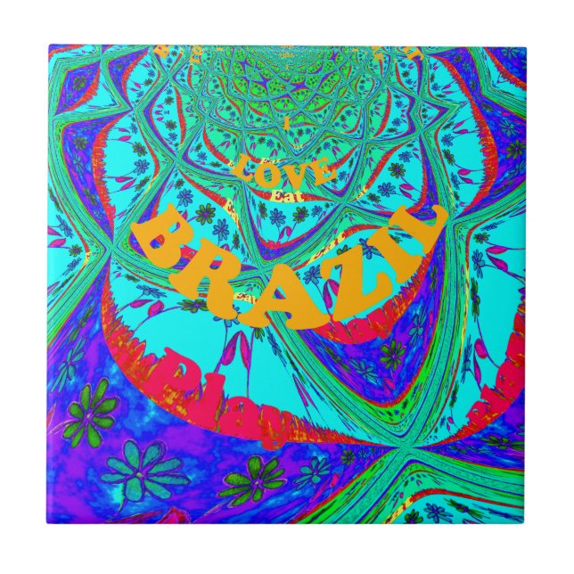 Lebhaftes Blumenmuster: brasilianischer Tribute Ea Fliese (Vorderseite)