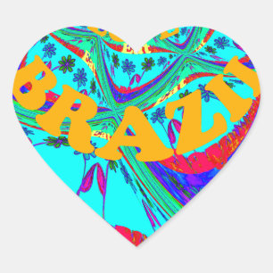 Lebhaftes Blumenmuster: brasilianischer Tribute Ea Herz-Aufkleber